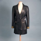 CLAUDE MONTANA LEATHER SKIRT SUIT, LATE 20th C
