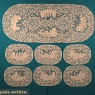 TWELVE SCENIC LACE PLACEMATS &amp; RUNNER SET, 1910s