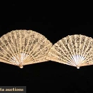 TWO HANDMADE CREAM LACE FANS, LATE 19th C