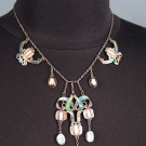 SILVER, ENAMEL &amp; OPAL ART NOUVEAU NECKLACE, c. 1910