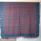 UNUSUAL DOUBLE WEAVE WOOL COVERLET, 1850s
