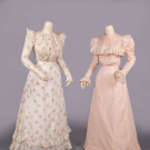 TWO PRINTED COTTON DAY DRESSES, c. 1900