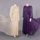 TWO SILK CHIFFON DESIGNER EVENING GOWNS, USA, LATE 1960s-1980s