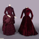 TWO CUT VELVET OR PLUSH AFTERNOON OR DINNER DRESSES, 1880s