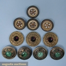 11 GAY NINETIES JEWEL BUTTONS, 1890-1910