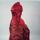 SATIN &amp; BROCADE BUSTLE DRESS, 1870s