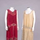 TWO BEADED SILK OR LAME' LACE EVENING DRESSES, c. 1925