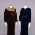 TWO SILK VELVET EVENING DRESSES, 1930s