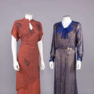 TWO BEADED OR LAME' DAY DRESSES, c. 1930 &amp; c. 1940