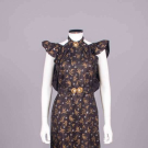 GOLD &amp; SILVER PRINTED TAFFETA EVENING DRESS, c. 1930