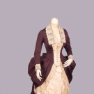 FAILLE &amp; PATTERNED SILK GOWN, c. 1880