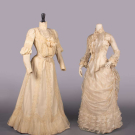 TWO WOOL OR SILK DAY DRESSES, c. 1883 &amp; c. 1902