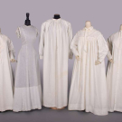 ONE MENS NIGHTSHIRT &amp; FOUR LADIES NIGHTGOWNS, 1840-1870s