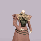  TEXTURED SILK &amp; LACE DINNER DRESS, EARLY 1890s