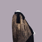 GOLD LAME &amp; SILK VELVET EVENING CAPE, BOSTON, 1920s