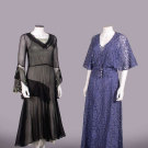 TWO EMBROIDERED OR LACE EVENING DRESSES, c. 1930
