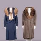 TWO FUR TRIMMED WOOL SKIRT SUITS, NORFOLK, VA, 1931-1934