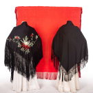 THREE FRINGED SILK SHAWLS, c. 1900-1930s