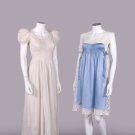 SWISS DOT PARTY DRESS &amp; CORNFLOWER SILK NEGLIGEE, LATE 1930s &amp; 1950s