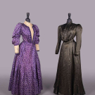 TWO RESIST PRINTED SILK DAY DRESSES, c. 1904