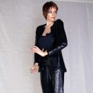 HALSTON BLACK SEQUIN EVENING PANT SUIT, 1970s