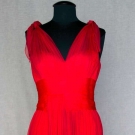 RED CHIFFON GRECIAN EVENING GOWN, c. 1960