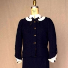 NAVY CHANEL COUTURE 3-PIECE SKIRT SUIT, 1962-1963