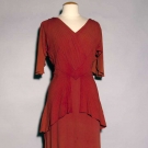 CINNAMON SILK CREPE EVENING GOWN, c. 1940