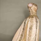 GOLD BROCADE BALL GOWN, 1880-1885