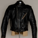 BLACK LEATHER MOTORCYCLE JACKET, 1950s