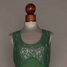 GREEN SILK &amp; LACE GOWN, MID 1930s
