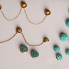 GOLD &amp; TURQUOISE SHIRT JEWELRY, 19TH C