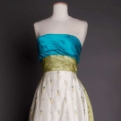 TRI-COLORED STRAPLESS BALL GOWN, 1960s