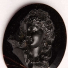 BLACK JET MOURNING CAMEO, 19TH C