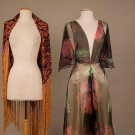 PRINTED TULLE ROBE &amp; CUT VELVET SHAWL, 1930s