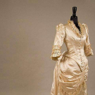 IVORY SILK SATIN WEDDING GOWN, c. 1880