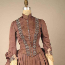 THREE PIECE BEADED SILK VISITING DRESS, 1880s