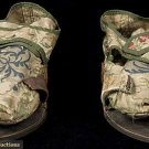 PAIR LADY'S BROCADE SHOES WITH PATTENS, 1720-1740