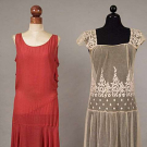 ONE PINK LACE &amp; ONE RED SILK DRESS, 1930s