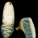 LADY'S BLUE SILK SATIN SHOES, WORN 1803