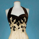SILK WITH VELVET APPLIQUE EVENING GOWN, 1930s