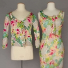 JOHN GALLIANO PRINTED PARTY DRESS &amp; CARDIGAN, c. 2000