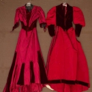 TWO RED SILK DAY DRESSES, 1890s