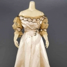 CREAM SILK SATIN BALLGOWN, 1890s