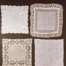 FIVE WHITE LACE HANKIES, 19TH C
