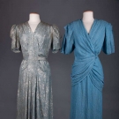 TWO BLUE &amp; LAME BROCADE GOWNS, 1938-1942