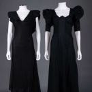 TWO BLACK SILK EVENING GOWNS, 1938-1942