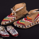 TWO PAIR BEADED NATIVE AMERICAN MOCCASINS