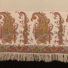 WHITE CASHMERE &amp; SILK WOVEN SHAWL, 1840s