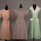 THREE COTTON DAY DRESSES, 1940-1950s